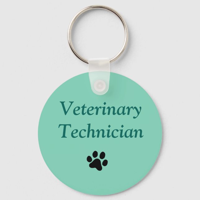 Tierarzt/Schwarze Paw Print/Grün Schlüsselanhänger (Vorderseite)