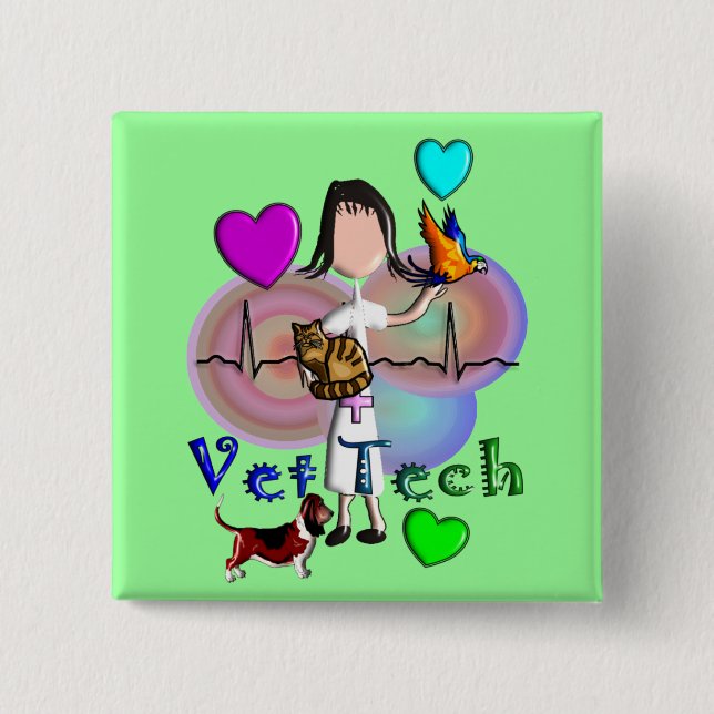 Tierarzt-Technologie-Geschenk-einzigartige Button (Vorderseite)