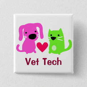 Tierarzt-Technologie-Hund u. Katze mit Herzen Button