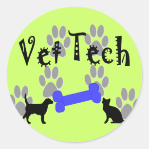 Tierarzt TECHNOLOGIE mit dem Hundeknochen Runder Aufkleber