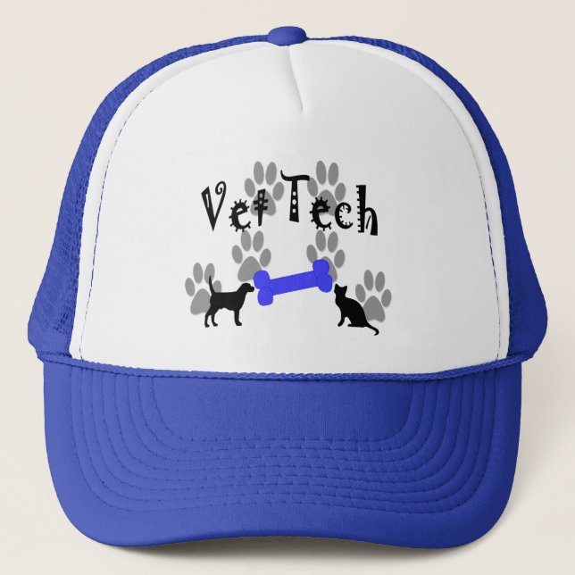 Tierarzt TECHNOLOGIE mit dem Hundeknochen Truckerkappe (Vorderseite)