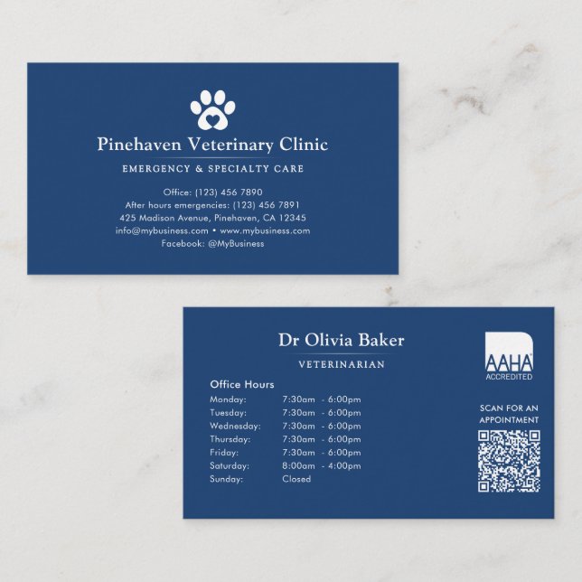 Tierarzt / Tierklinik QR-Code Visitenkarte (Vorne/Hinten)