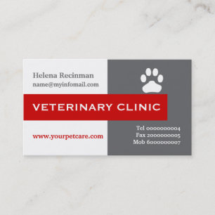 Tierarzt/Tierklinik, rotes Pfoten Visitenkarte