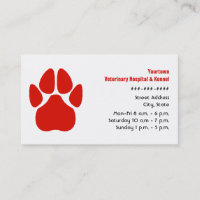Tierarzt-u. Hundehütten-Visitenkarte - rote Tatze