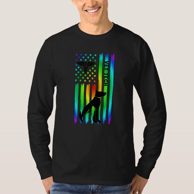 Tierarzt US-Flagge Tierarzthelferin Veterinärtechn T-Shirt (Vorderseite)
