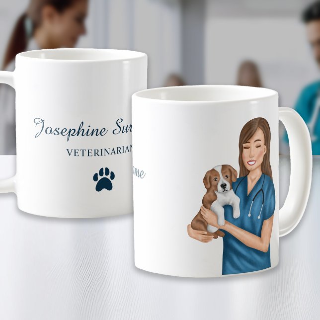Tierarzt Vet Holding Puppy Individuelle Name Kaffeetasse (Von Creator hochgeladen)