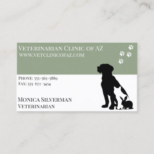 Tierarzt Vet Paw Black Grey Block Haustiere  Visitenkarte