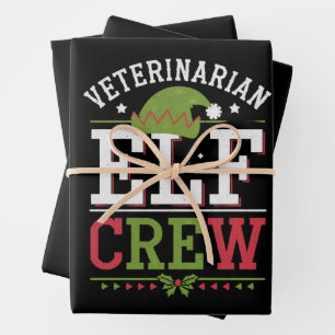 Tierarzt-Weihnachtself Tierarzthelferin Geschenkpapier Set