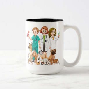 TIERÄRZTE MIT HAUSTIEREN ZWEIFARBIGE TASSE