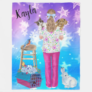 Tierärzte, Personalisierte Katze, Hund, Vogel, Son Fleecedecke