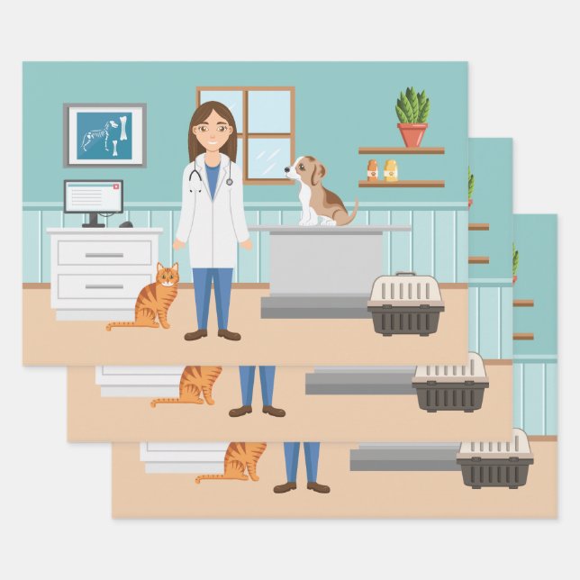 Tierärztin Blauer Tierarzt Geschenkpapier Set (Set)