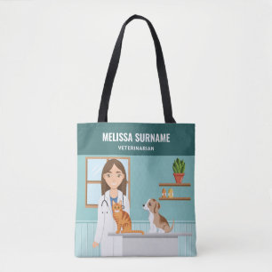Tierärztin Frau Tierarzt Tiermedizin mit Katze und Tasche