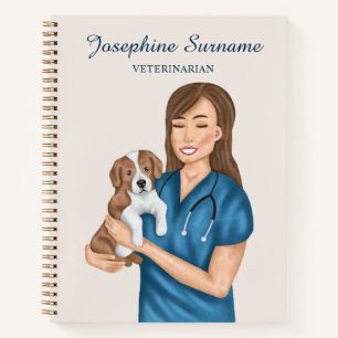 Tierärztin Frau Tierärztin Doktor DVM mit Welpe Notizbuch