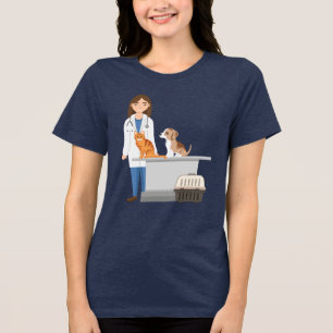 Tierärztin Frau Tierklinik Haustier Tierarzt Dokto Tri-Blend Shirt