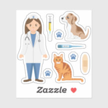 Tierärztin mit Welpe Katze und veterinärmedizinisc