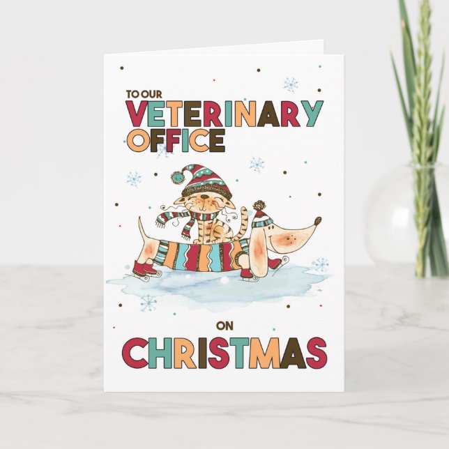 Tierärztin zu Weihnachten Dackel Hund und Katze (Vorderseite)