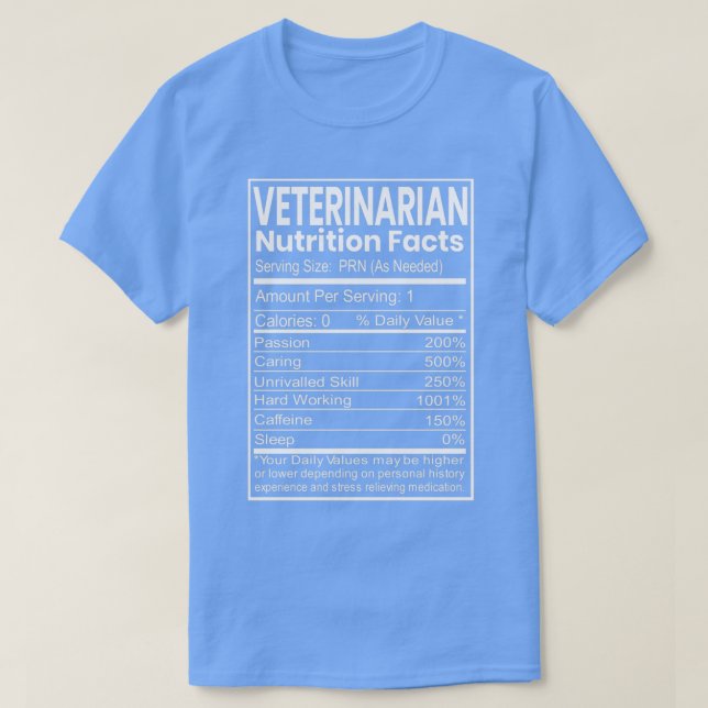 Tierärztliche Funny Gift Nutrition Fakten T-Shirt (Design vorne)