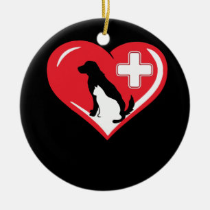 Tierärztliche Liebe Katze und Hund Tierarzt TShir Keramik Ornament
