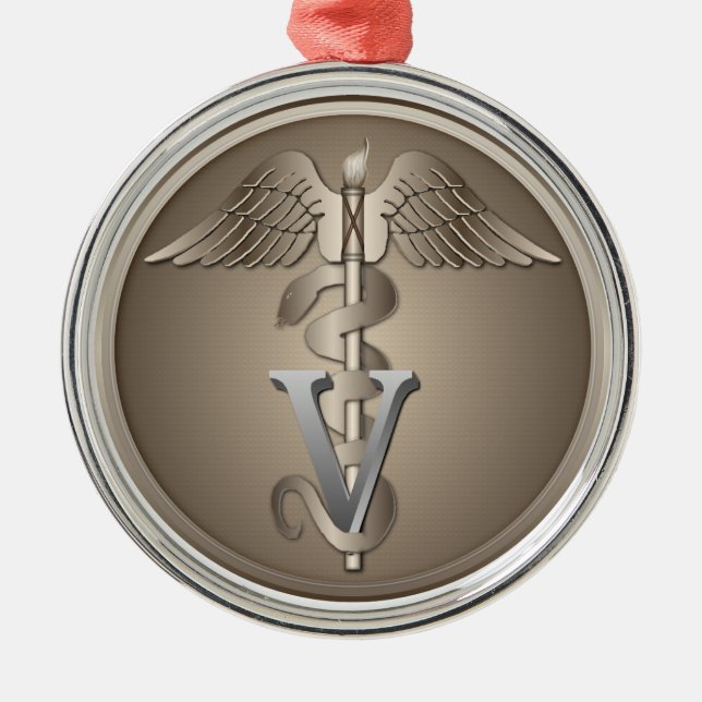 Tierärztlicher Caduceus Ornament Aus Metall (Vorne)