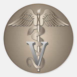 Tierärztlicher Caduceus Runder Aufkleber