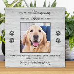 Tierärztlicher Dank Tierärztliches Foto für Hunde Fotoplatte<br><div class="desc">"Danke" an Ihren wunderbaren Tierarzt mit einer niedlichen personalisierten Foto-Plakette vom Hund! "Du bist der Tierarzt... alle wünschen, sie hätten sie gehabt!" Personalisieren Sie Ihre Lieblings-Fotos mit dem Namen des Haustieres. Dieses tierärztliche Dankeschön wird ein Schatz bleiben. COPYRIGHT © 2020 Judy Burrows, Black Dog Art - Alle Rechte vorbehalten. Veterinärmedizinisches...</div>