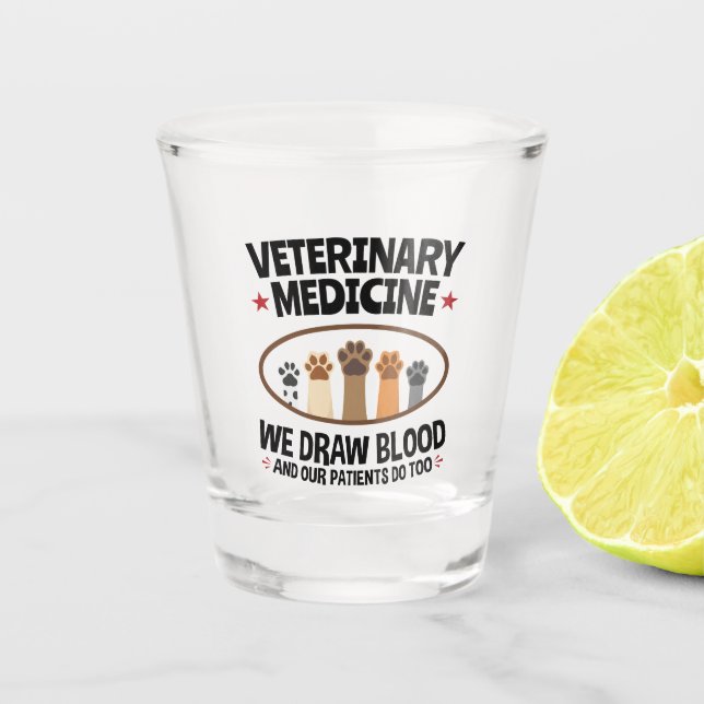 Tierärztlicher Funny Zeichne Blutquote Schnapsglas (Vorderseite)