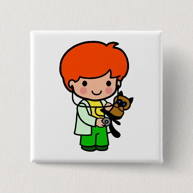 Tierärztlicher Junge Button (Vorderseite)