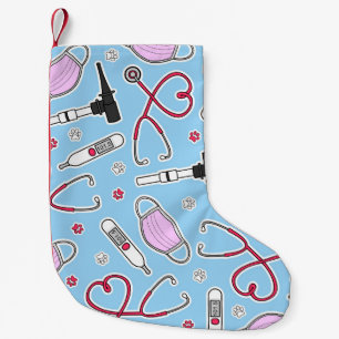Tierärztliches/Veterinärtechniker-Muster-Blau Kleiner Weihnachtsstrumpf