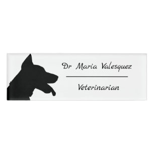 Tierarztname Tag Silhouette Namenschild