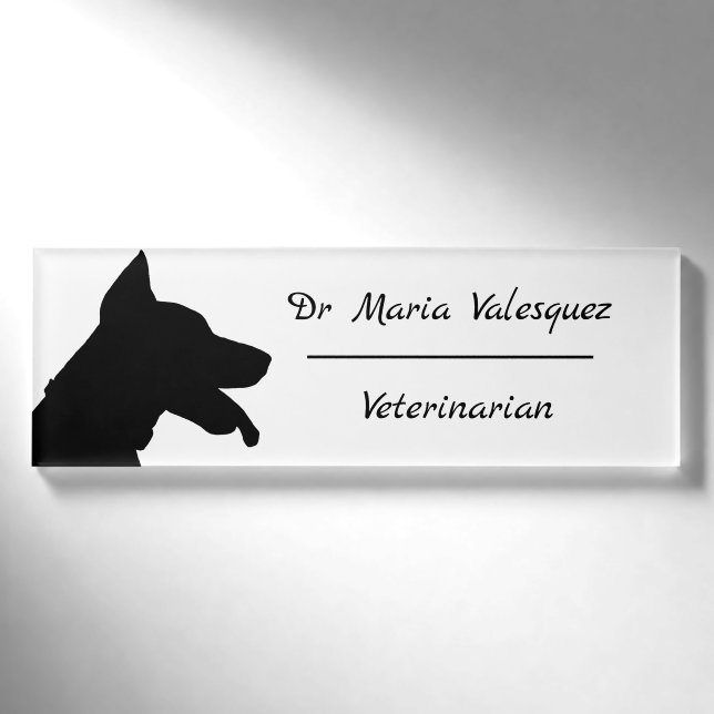 Tierarztname Tag Silhouette Namenschild (Vorderseite)