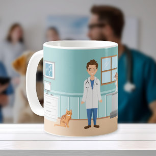 Tierarztzimmer Tierarzt Mann Haustierarzt Benutzer Kaffeetasse