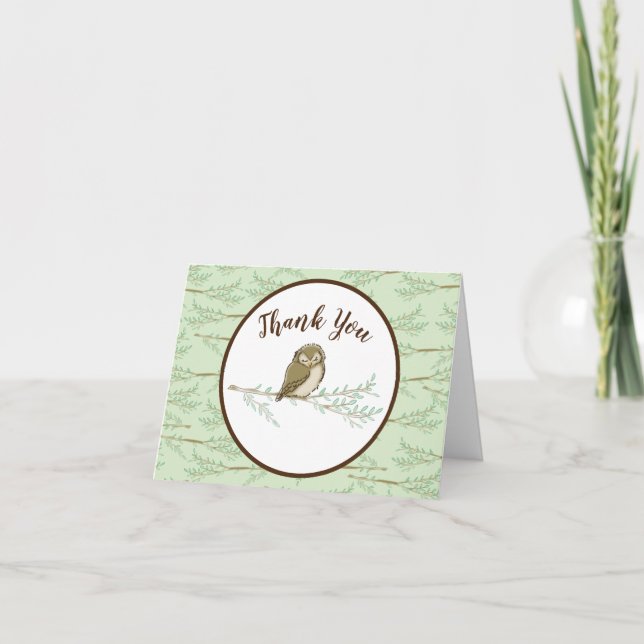 Tierbabydusche für Vögel Woodland Dankeskarte (Vorderseite)