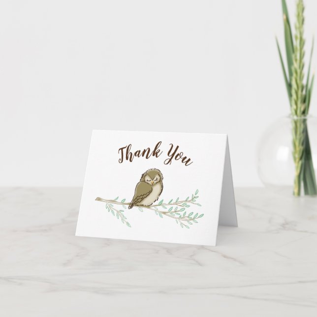 Tierbabydusche für Vögel Woodland Dankeskarte (Vorderseite)