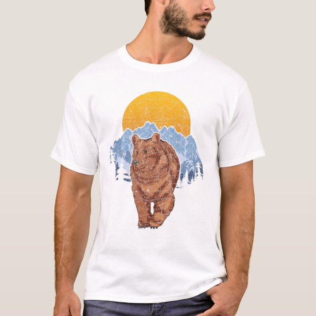 Tierbär Lover Outdoor Mountain Sunset Nature B T-Shirt (Vorderseite)