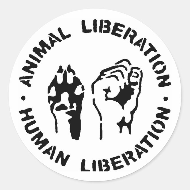 Tierbefreiung - Befreiung des Menschen Runder Aufkleber (Vorderseite)