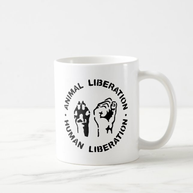 Tierbefreiung - menschliche Befreiung Kaffeetasse (Rechts)