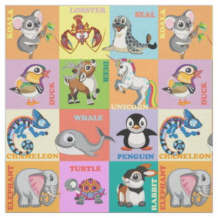 Tierbezeichnung mit Cartoon Tierbilder Stoff