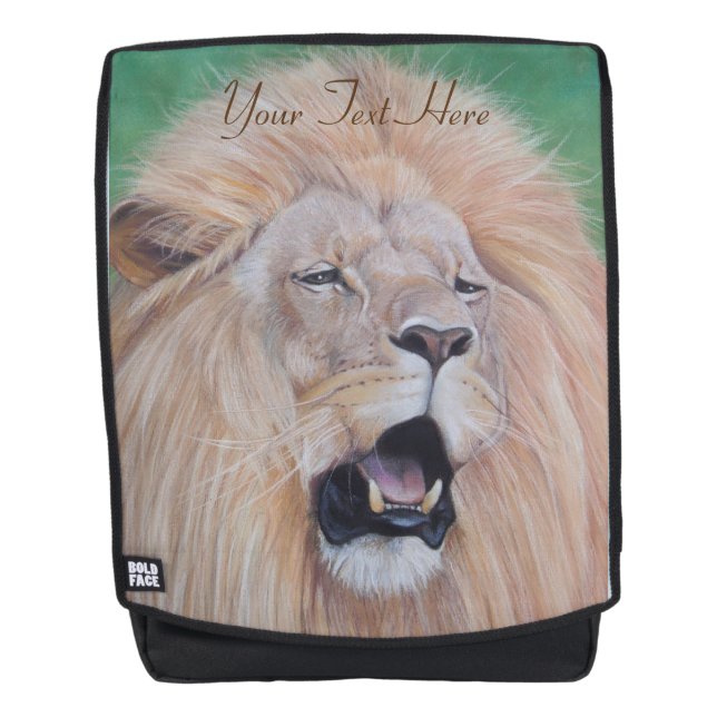 Tierbild der Löwenbrüterkatze Rucksack (Vorderseite)