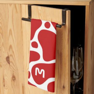 Tierbild - rot-weiße Giraffenmuster Geschirrtuch