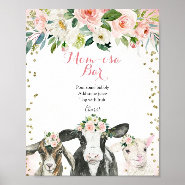 Tierblumenzeichen Momosa Bar Sign Poster (Vorne)
