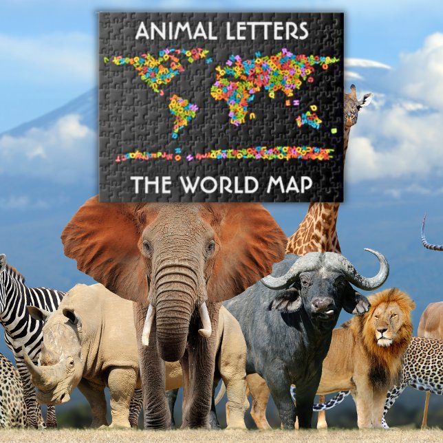 Tierbriefe Weltkarte Alphabet (Animal Letters World Map School Kids Zigsaw Puzzle)