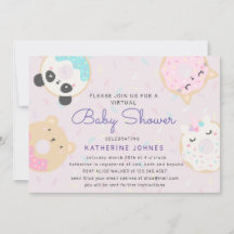 Tierdongs niedliche virtuelle Babydusche laden ein