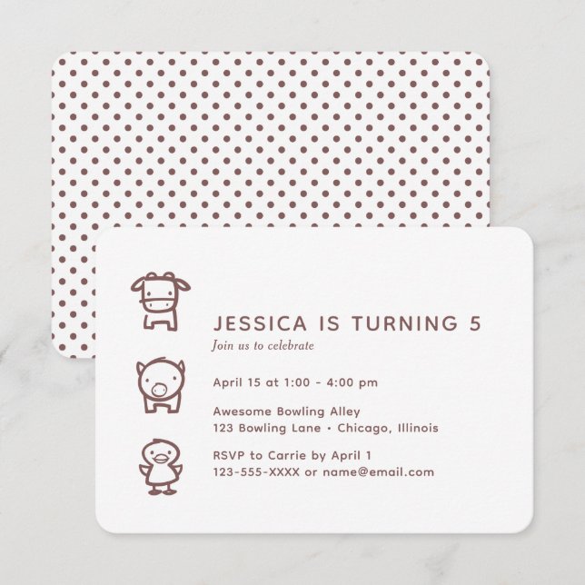 Tierdoodles-Kind zum Geburtstag Einladung (Vorne/Hinten)