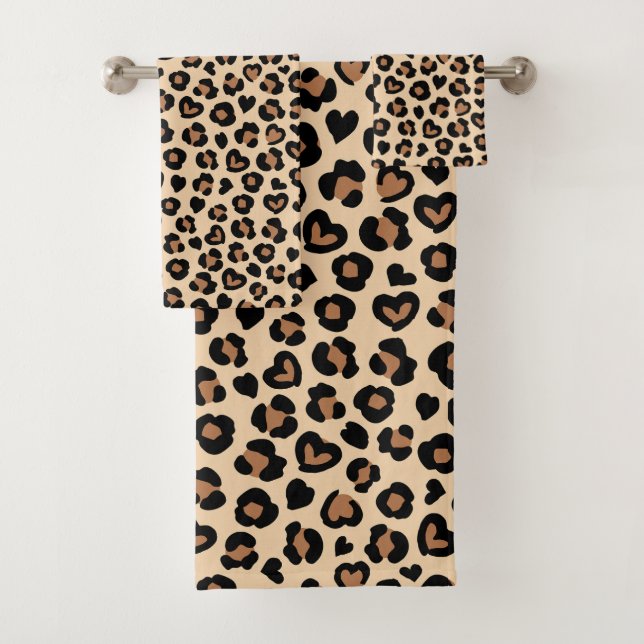 Tierdruck, Braunleopard, Geparden, Herz Badhandtuch Set (Insitu)