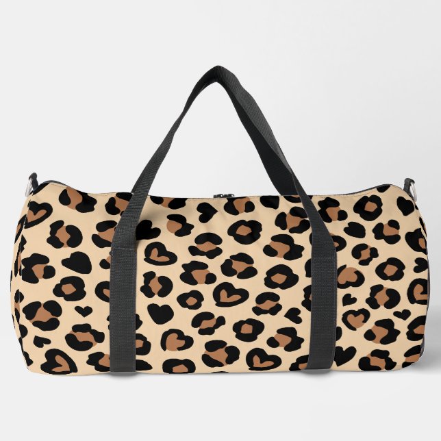 Tierdruck, Braunleopard, Geparden, Herz Duffle Bag (Vorderseite)