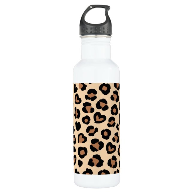 Tierdruck, Braunleopard, Geparden, Herz Edelstahlflasche (Vorderseite)