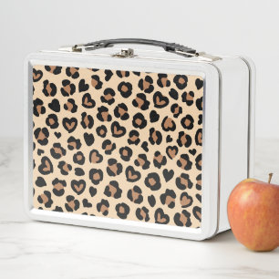 Tierdruck, Braunleopard, Geparden, Herz Metall Brotdose