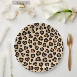 Tierdruck, Braunleopard, Geparden, Herz Pappteller