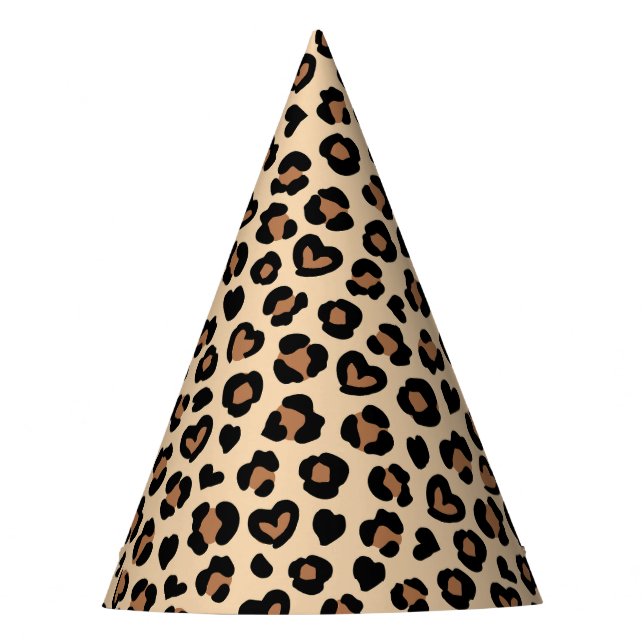 Tierdruck, Braunleopard, Geparden, Herz Partyhütchen (Vorderseite)