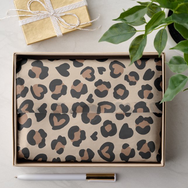 Tierdruck, Braunleopard, Geparden, Herz Seidenpapier (Geschenk)